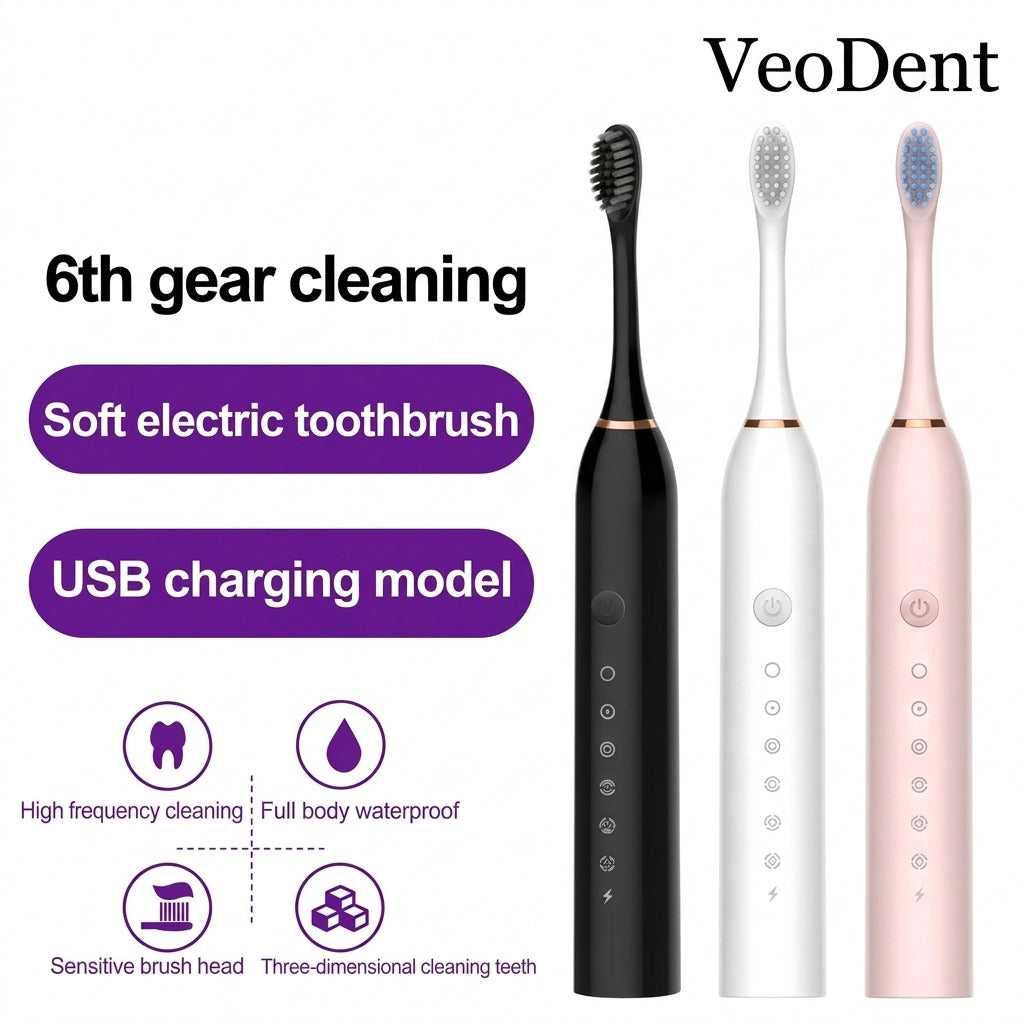 VeoDent Sonic Toothbrush – 5 Cleaning Modes & Long-Lasting Battery