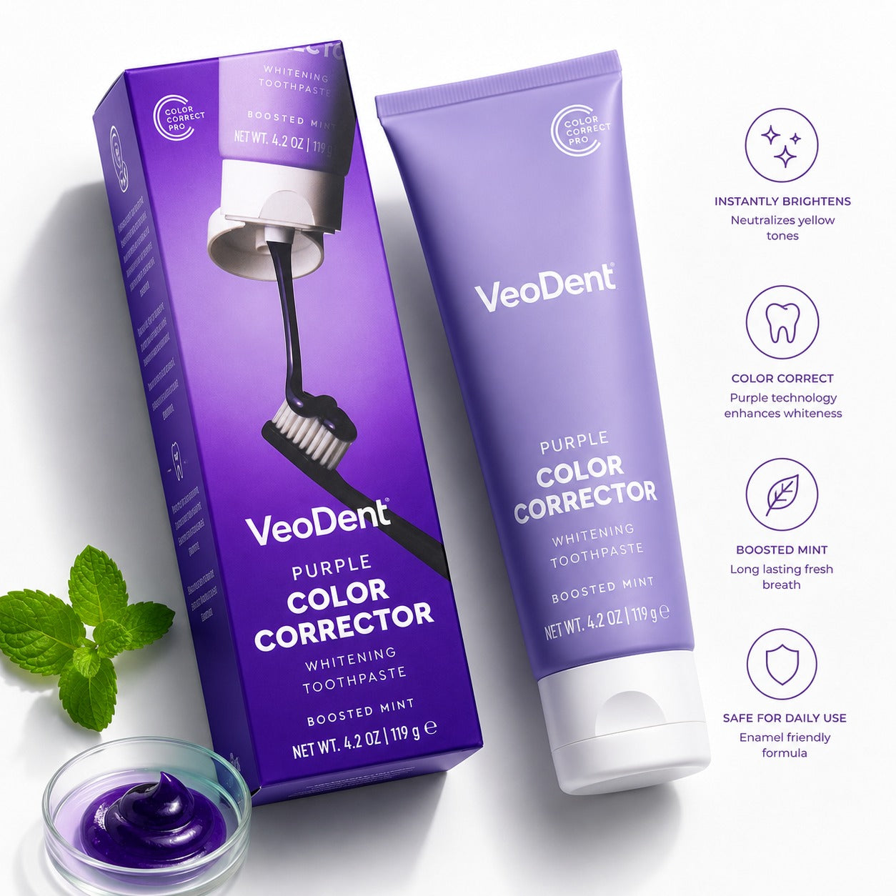 VeoDent-Purple Whitening Toothpaste Cleaning Care