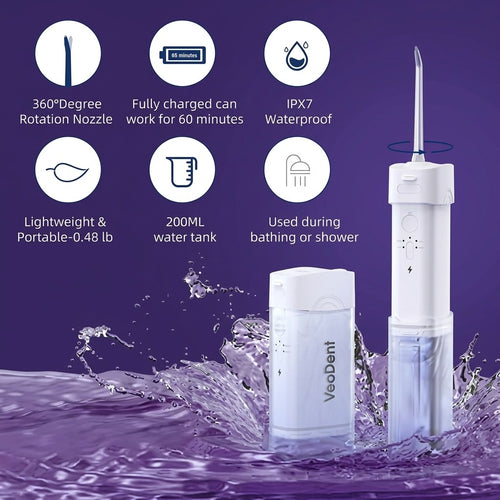 VeoDent-Electric Water Flosser Portable Household Water Flosser Teeth Cleaner Oral Irrigator Dental Flosser